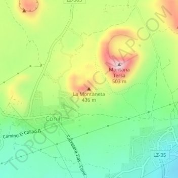 Topografische kaart La Montaneta, hoogte, reliëf