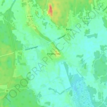 Topografische kaart Hedesunda, hoogte, reliëf