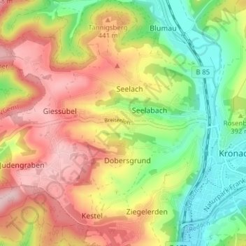 Topografische kaart Unterbreitenloh, hoogte, reliëf
