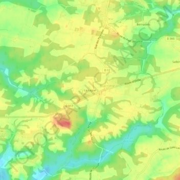 Topografische kaart La Lagüe, hoogte, reliëf