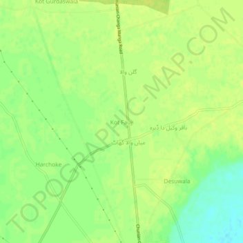 Topografische kaart Kot Fauji, hoogte, reliëf