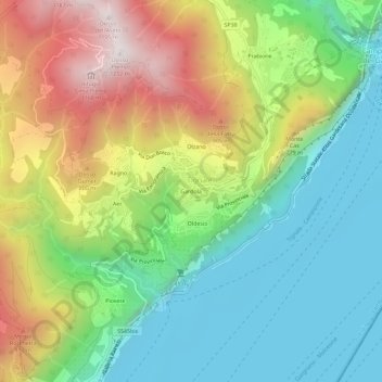 Topografische kaart Gardola, hoogte, reliëf