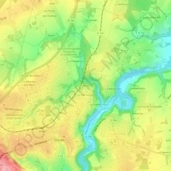 Topografische kaart Les Réhories, hoogte, reliëf