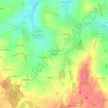 Topografische kaart Villarmais, hoogte, reliëf