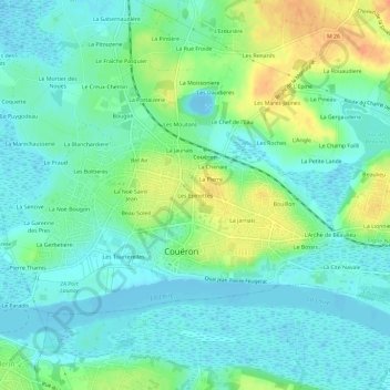Topografische kaart Les Epinettes, hoogte, reliëf
