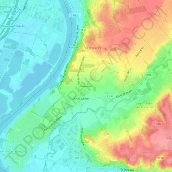 Topografische kaart Chanteclair, hoogte, reliëf