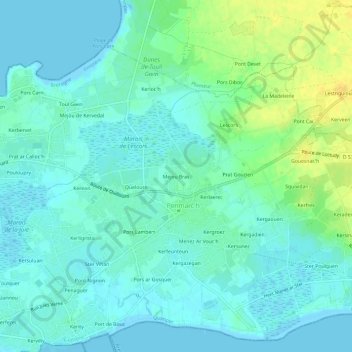 Topografische kaart Mejou Bras, hoogte, reliëf