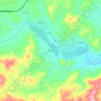Topografische kaart El Fas, hoogte, reliëf
