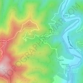 Topografische kaart La Salle, hoogte, reliëf