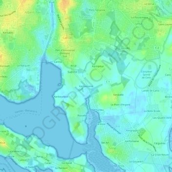 Topografische kaart Kerfontaine, hoogte, reliëf