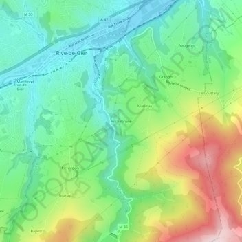 Topografische kaart Rochebrune, hoogte, reliëf
