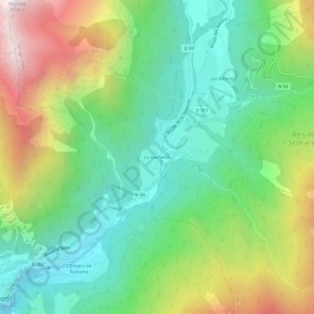 Topografische kaart La Vachette, hoogte, reliëf