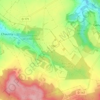 Topografische kaart La Comté, hoogte, reliëf