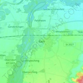 Topografische kaart Rain, hoogte, reliëf