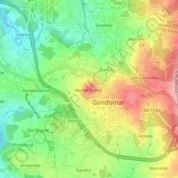 Topografische kaart Monte Crasto, hoogte, reliëf