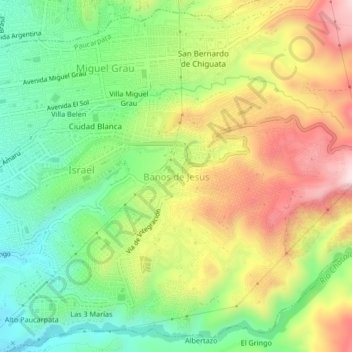 Topografische kaart Baños de Jesus, hoogte, reliëf