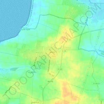Topografische kaart Nantilly, hoogte, reliëf