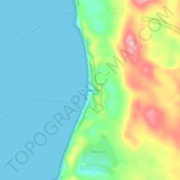 Topografische kaart Tangalooma, hoogte, reliëf