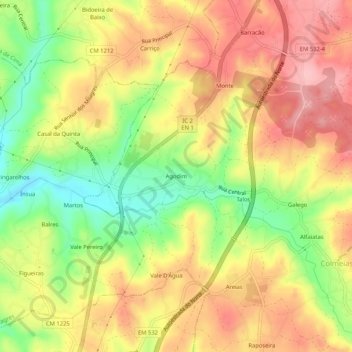 Topografische kaart Agodim, hoogte, reliëf