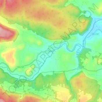 Topografische kaart Turmiel, hoogte, reliëf