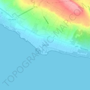 Topografische kaart Torre Pali, hoogte, reliëf