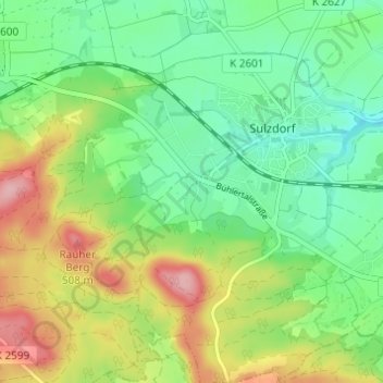 Topografische kaart Schwarzenlache, hoogte, reliëf