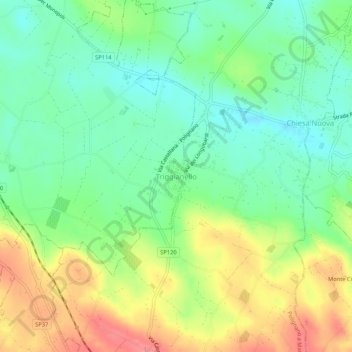 Topografische kaart Triggianello, hoogte, reliëf