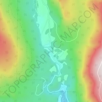 Topografische kaart Gibson Creek, hoogte, reliëf