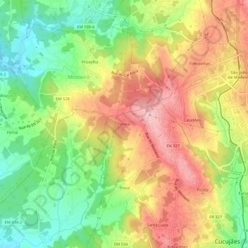 Topografische kaart Fermil, hoogte, reliëf