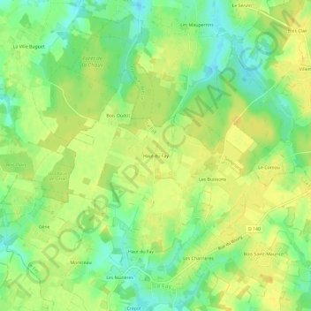 Topografische kaart Haut du Fay, hoogte, reliëf