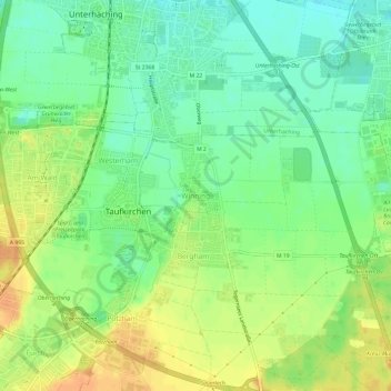 Topografische kaart Winning, hoogte, reliëf