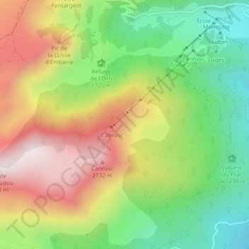 Topografische kaart Pré d'en Mathieu, hoogte, reliëf