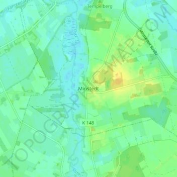 Topografische kaart Minstedt, hoogte, reliëf