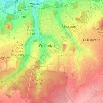 Topografische kaart Cul-du-Qu'vau, hoogte, reliëf