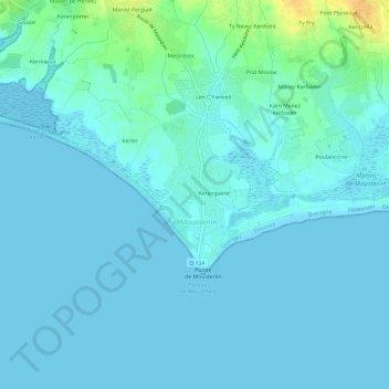 Topografische kaart Tregonnour, hoogte, reliëf