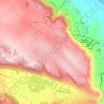 Topografische kaart Selva, hoogte, reliëf
