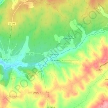 Topografische kaart Quinta Nova, hoogte, reliëf