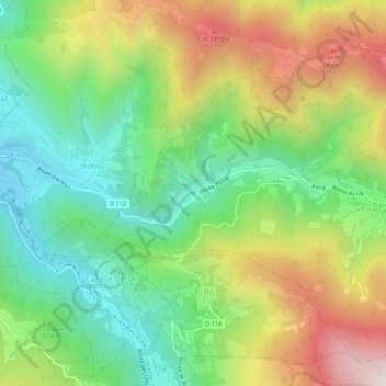 Topografische kaart Ys, hoogte, reliëf