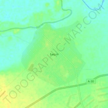 Topografische kaart Бурлин, hoogte, reliëf