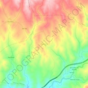 Topografische kaart Avantos, hoogte, reliëf