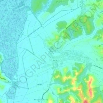 Topografische kaart Stabbia, hoogte, reliëf