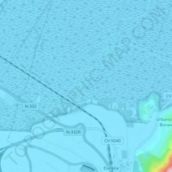 Topografische kaart Brenca, hoogte, reliëf