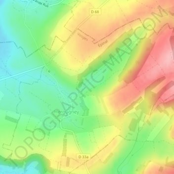Topografische kaart Mehachamp, hoogte, reliëf