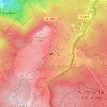 Topografische kaart Satzung, hoogte, reliëf