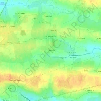 Topografische kaart La Menuais, hoogte, reliëf
