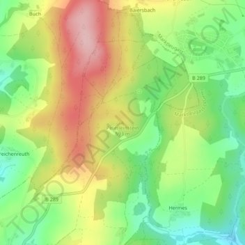 Topografische kaart Peterleinstein, hoogte, reliëf