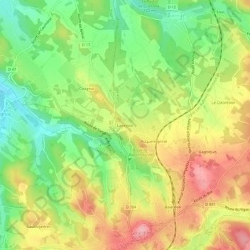 Topografische kaart Lavaysse, hoogte, reliëf
