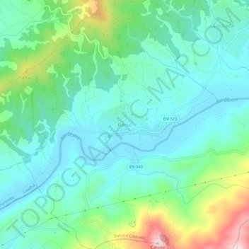 Topografische kaart Barco, hoogte, reliëf