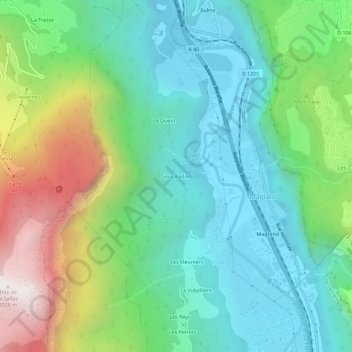 Topografische kaart Sous Radon, hoogte, reliëf