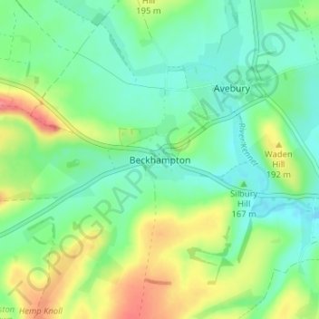 Topografische kaart Beckhampton, hoogte, reliëf